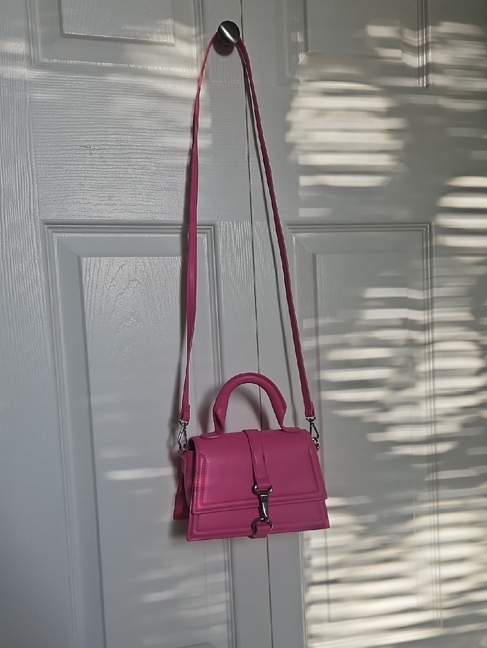 H&M Bright Pink Structured Top-Handle Crossbody Bag